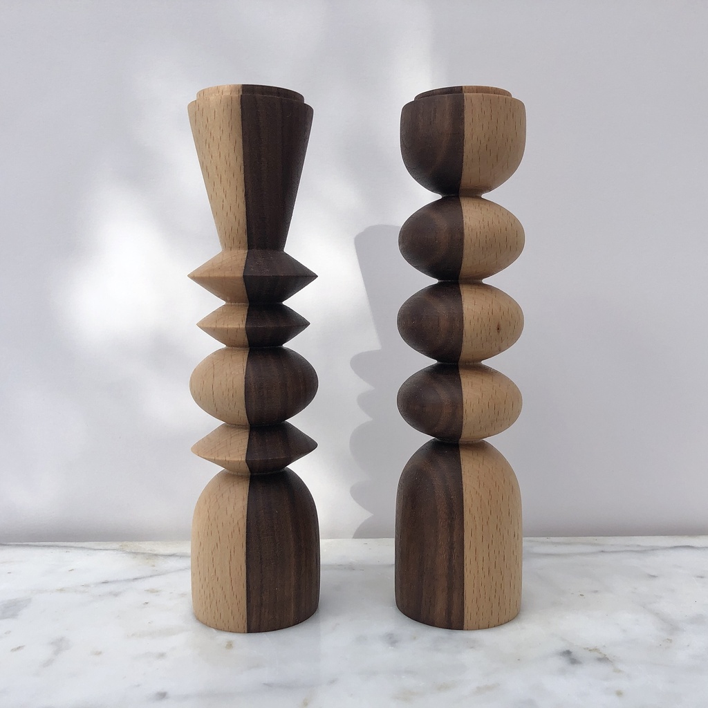 Duo Bougeoirs Haida N/B