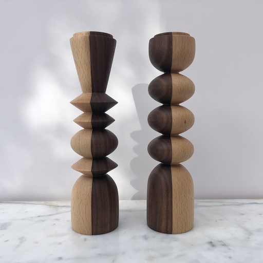 Duo Bougeoirs Haida N/B